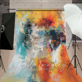 Aperturee - Aperturee Motley Orange Blue Abstract Textured Sweep Backdrop